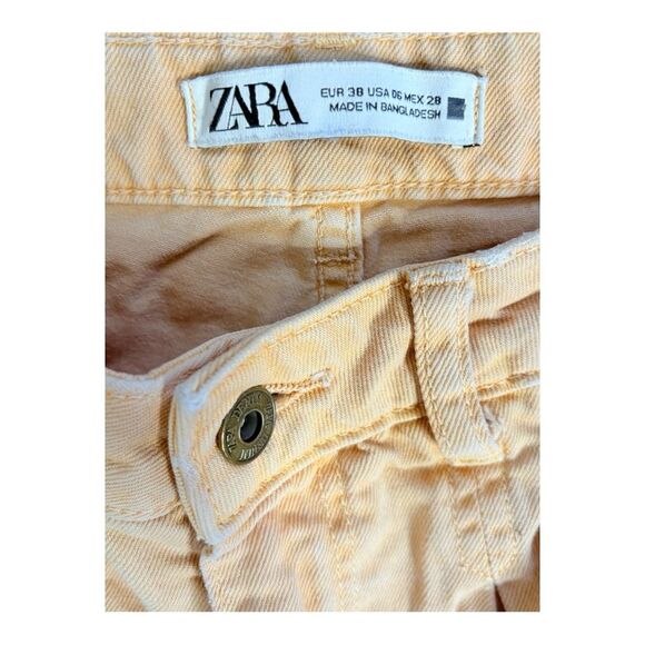 Zara orange pleated rough hem slouchy cropped jeans size 6 - Picture 3 of 4